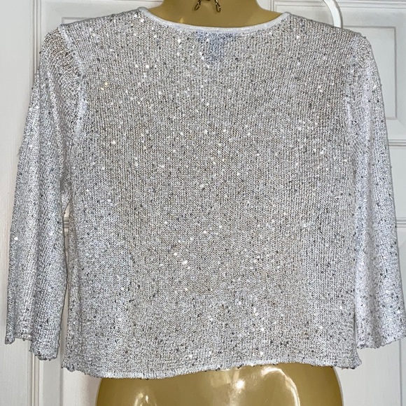 Alfani cropped cardigan w/ silver sequins Sz XS - Picture 5 of 6